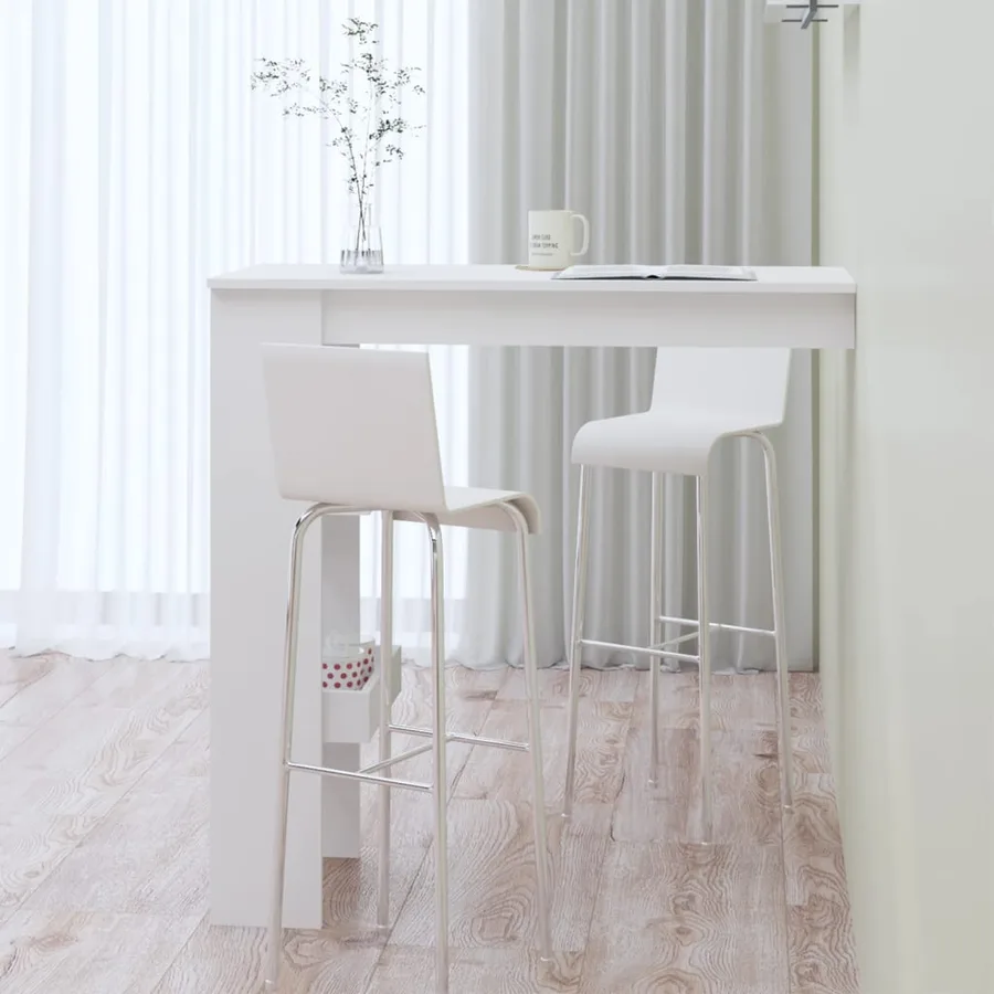Table bar mural Blanc Brillant 102x45x103,5cm Bois d'ingénierie - 6