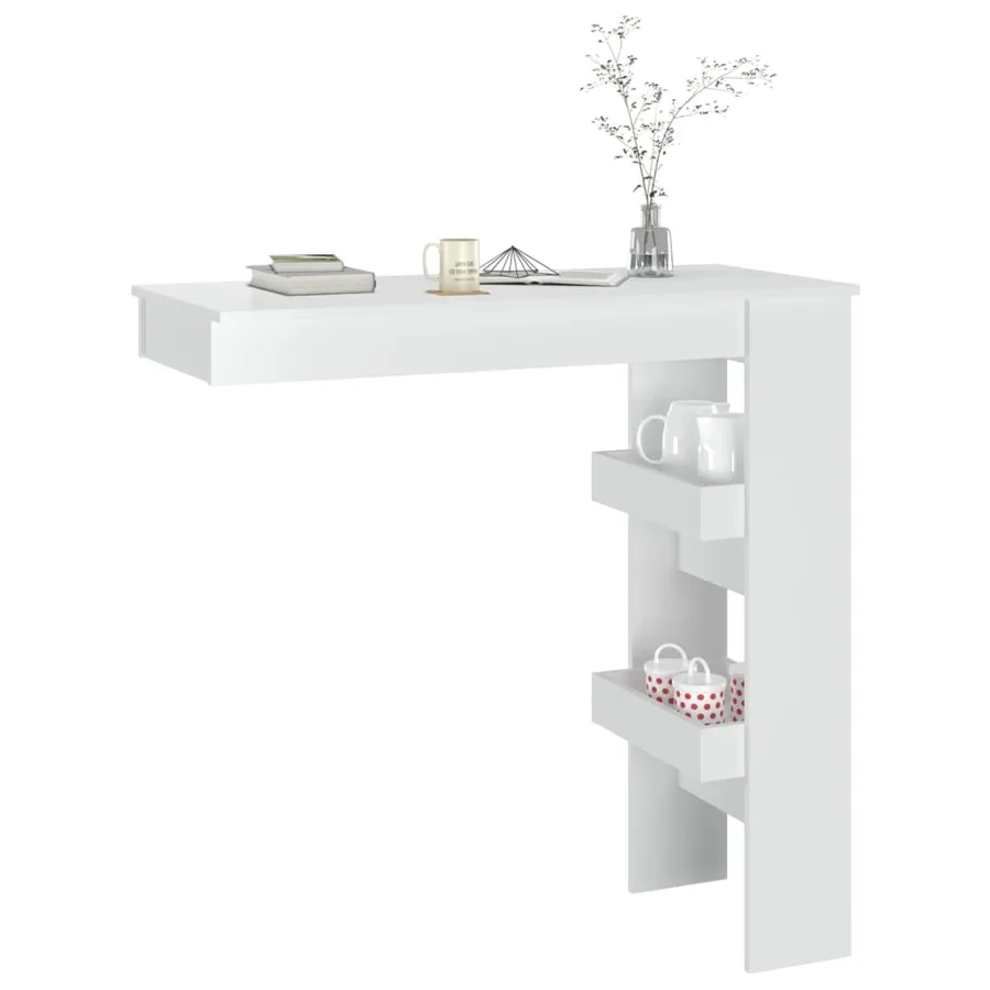 Table bar mural Blanc Brillant 102x45x103,5cm Bois d'ingénierie - 7