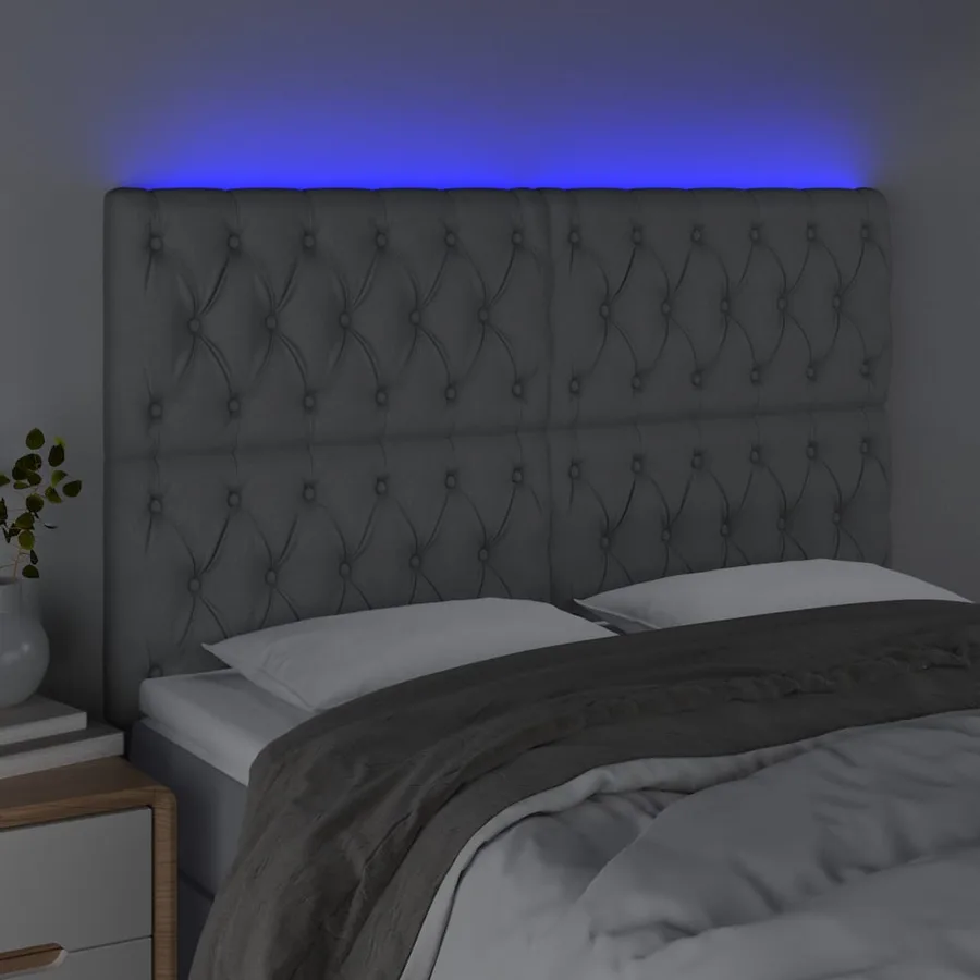 Tête de lit à LED Gris clair 144x7x118/128 cm Tissu - 3
