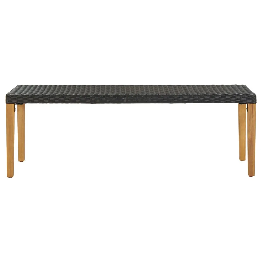 Banc de jardin 80 cm Résine tressée Noir - 2