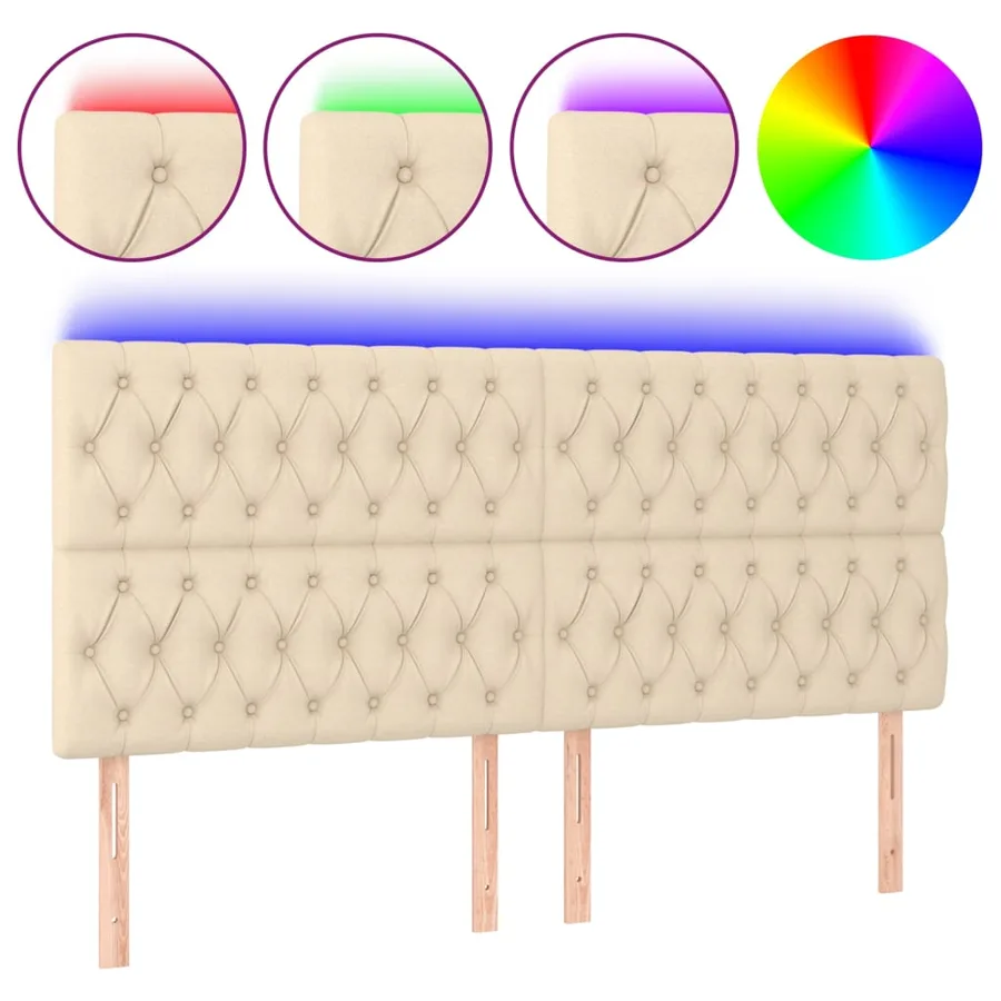 Tête de lit à LED Crème 200x7x118/128 cm Tissu - 2