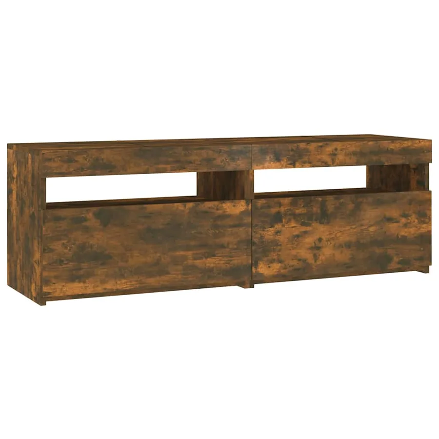 Meuble TV avec lumières LED chêne fumé 120x35x40 cm - 6