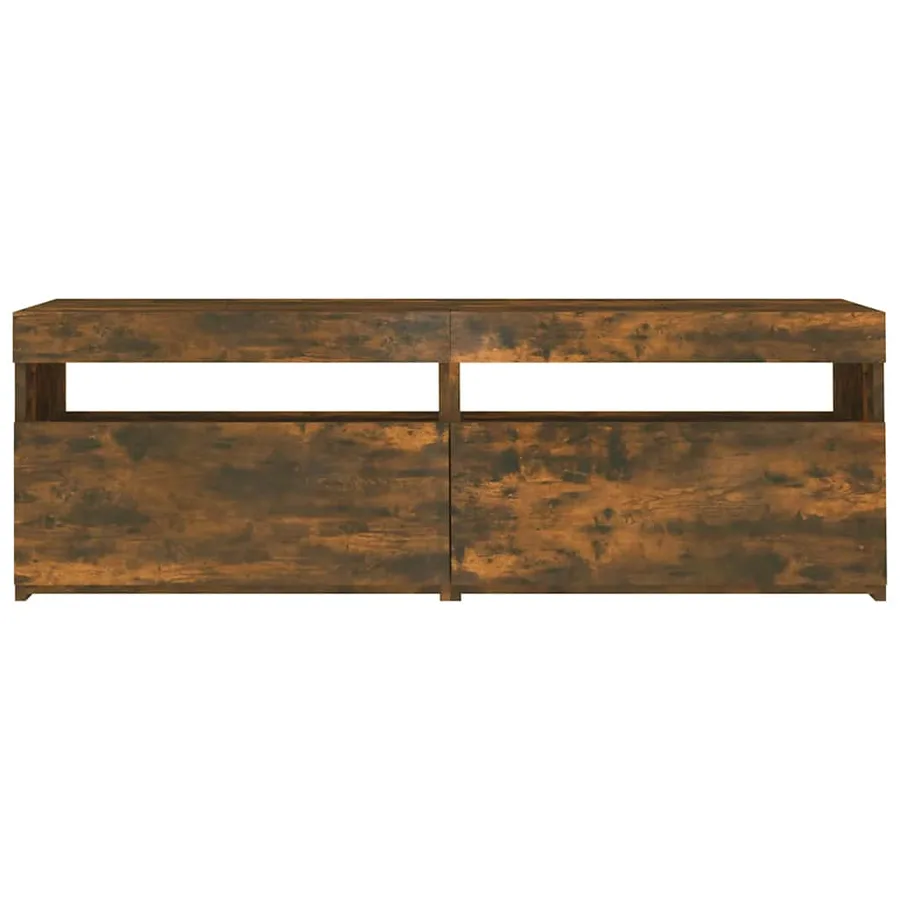 Meuble TV avec lumières LED chêne fumé 120x35x40 cm - 7