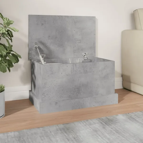 Boîte de rangement gris béton 50x30x28 cm bois d'ingénierie