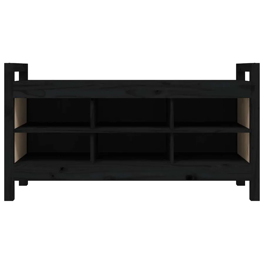 Banc d'entrée Noir 110x40x60 cm Bois de pin massif - 3
