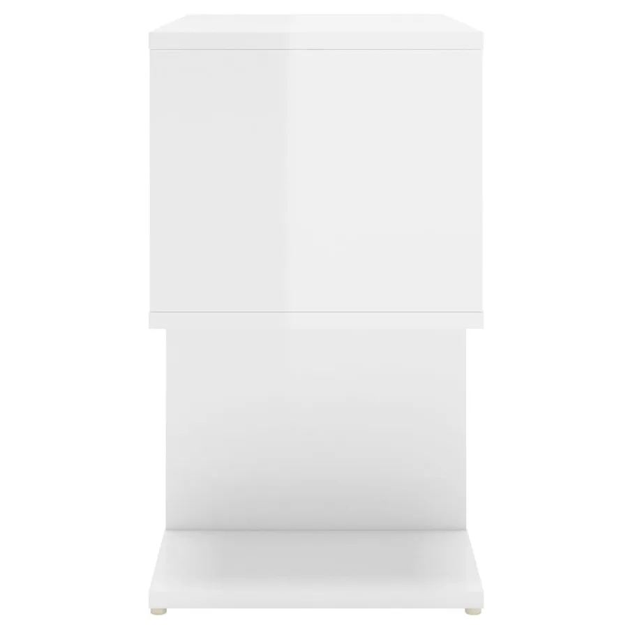 Table de chevet blanc brillant 50x30x51,5 cm bois d'ingénierie - 5