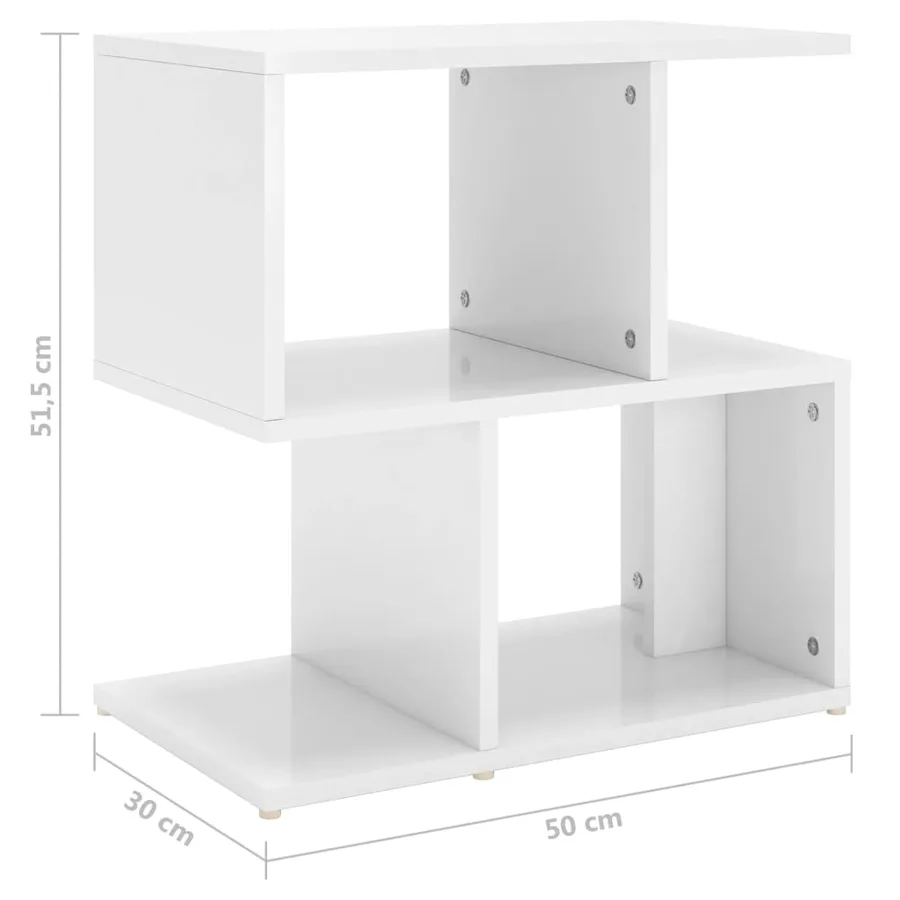 Table de chevet blanc brillant 50x30x51,5 cm bois d'ingénierie - 8