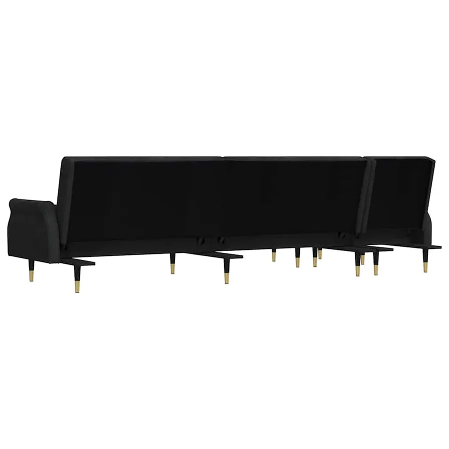 Canapé-lit en forme de L noir 271x140x70 cm velours - 5