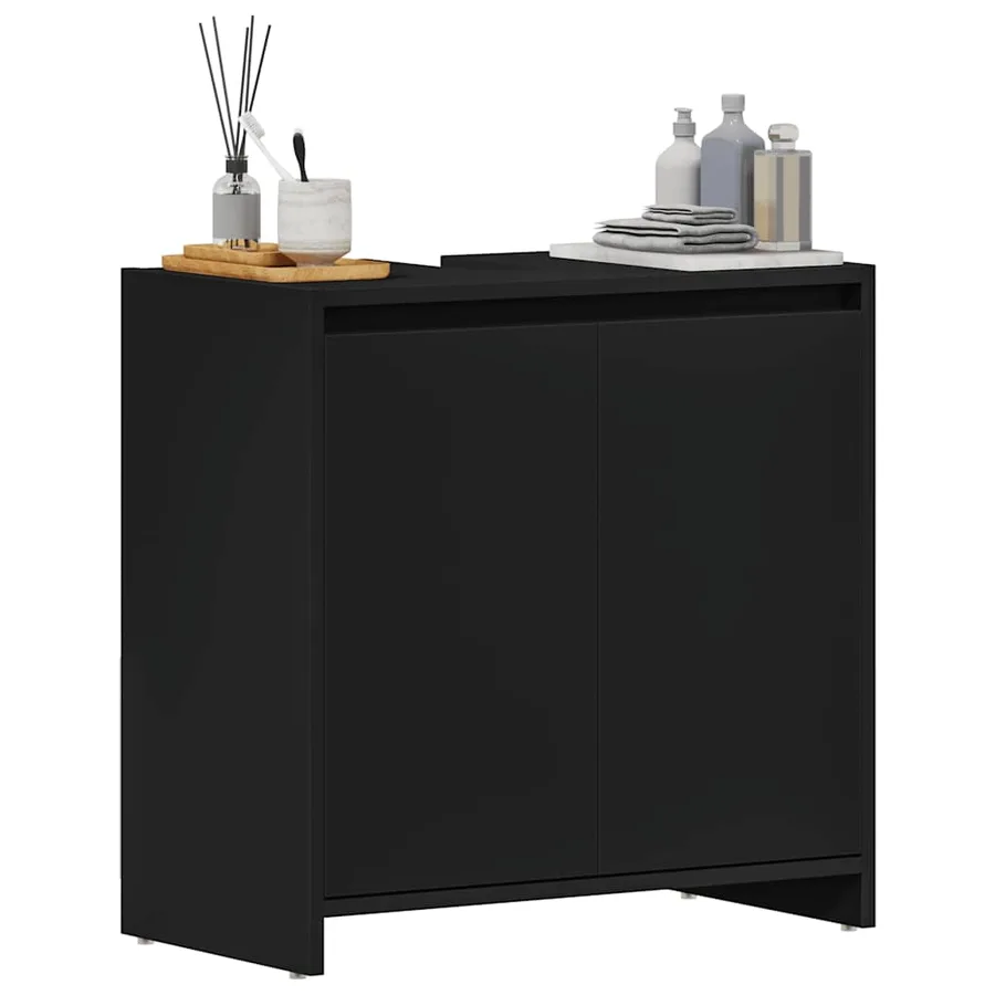 Armoire de salle de bain noir 60x33x61 cm Bois d'ingénierie - 4
