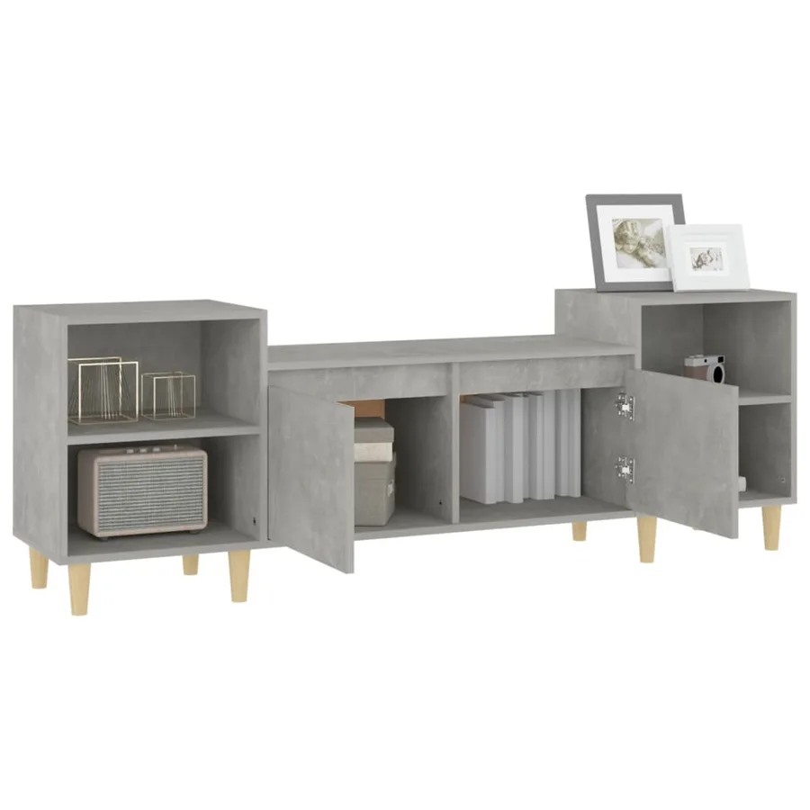 Meuble TV Gris béton 160x35x55 cm Bois d'ingénierie - 5