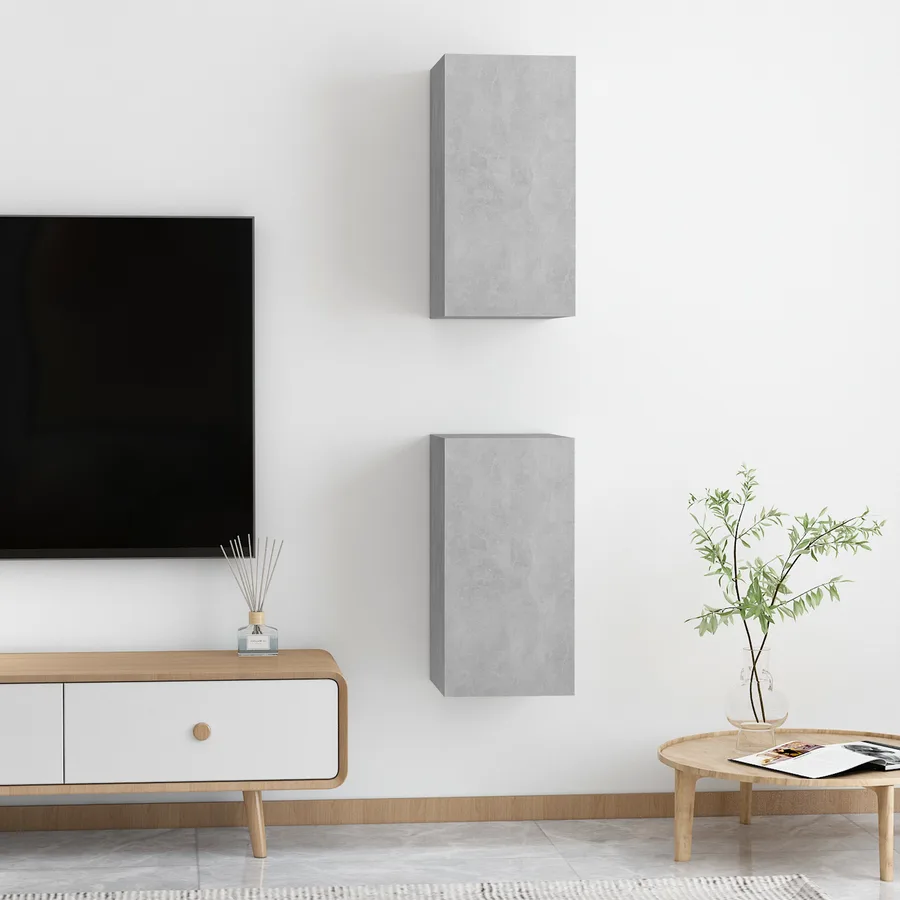 Meubles TV 2 pcs Gris béton 30,5x30x60 cm Bois d’ingénierie - 4