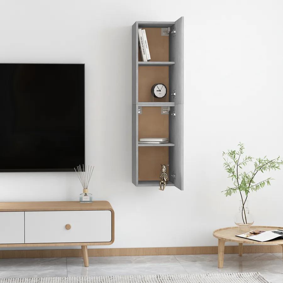 Meubles TV 2 pcs Gris béton 30,5x30x60 cm Bois d’ingénierie - 6