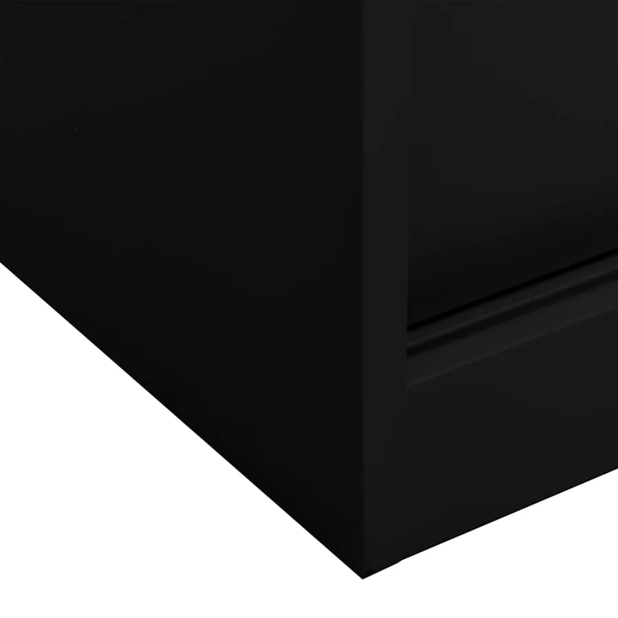 Armoire de bureau avec porte coulissante Noir 90x40x90 cm Acier - 6