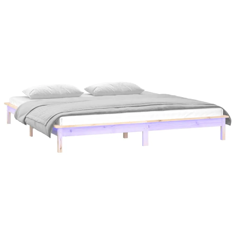 Cadre de lit à LED sans matelas 160x200 cm bois massif - 3