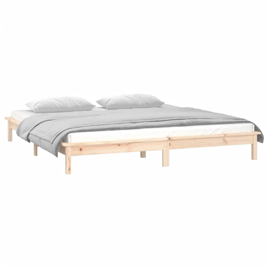Cadre de lit à LED sans matelas 160x200 cm bois massif - 5