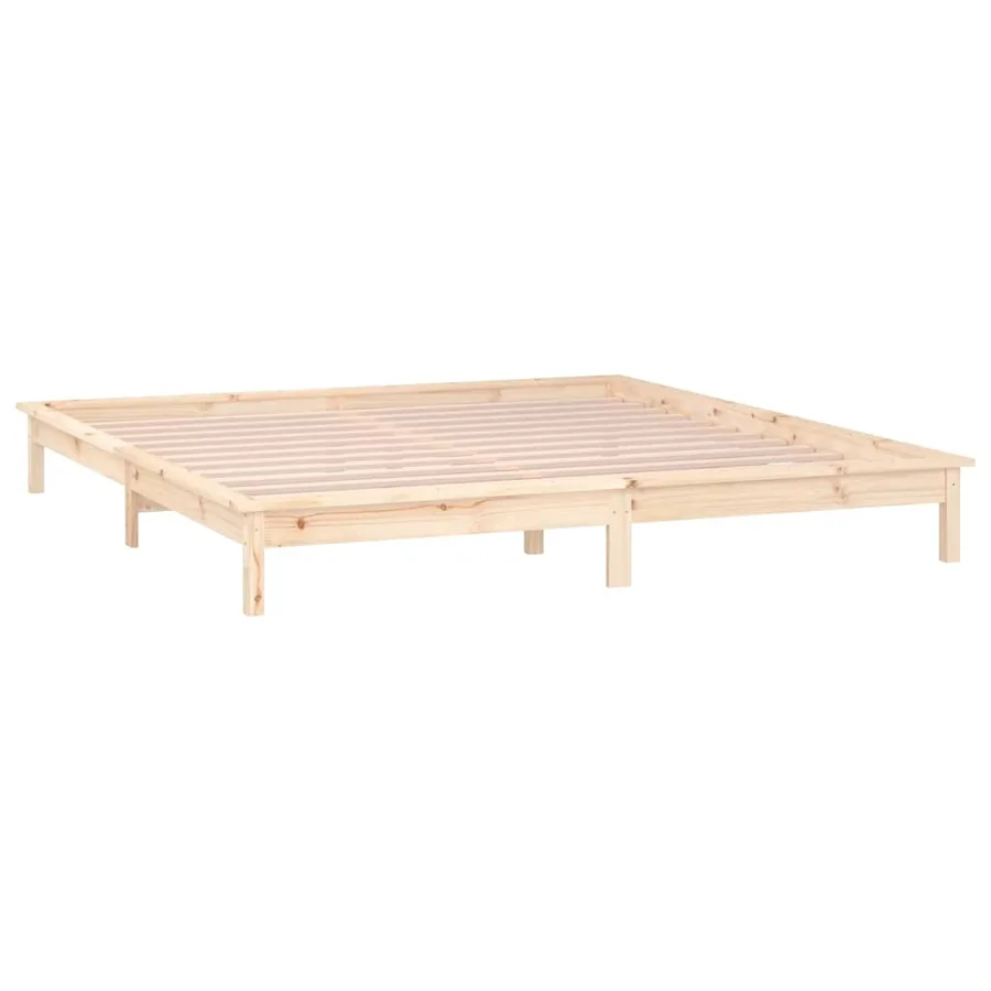 Cadre de lit à LED sans matelas 160x200 cm bois massif - 6