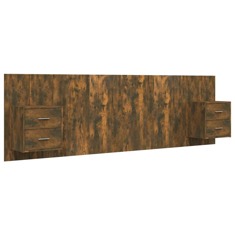 Tête de lit avec armoires Chêne fumé Bois d'ingénierie - 2