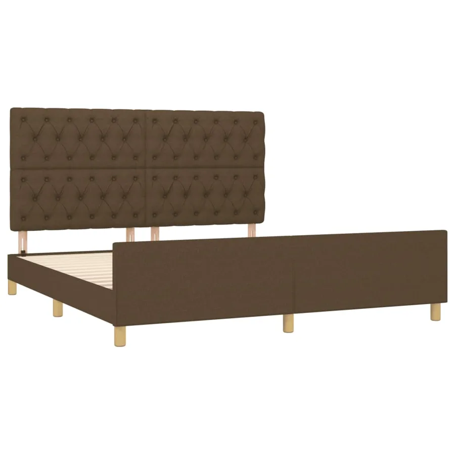 Cadre de lit sans matelas marron foncé 160x200 cm tissu - 4