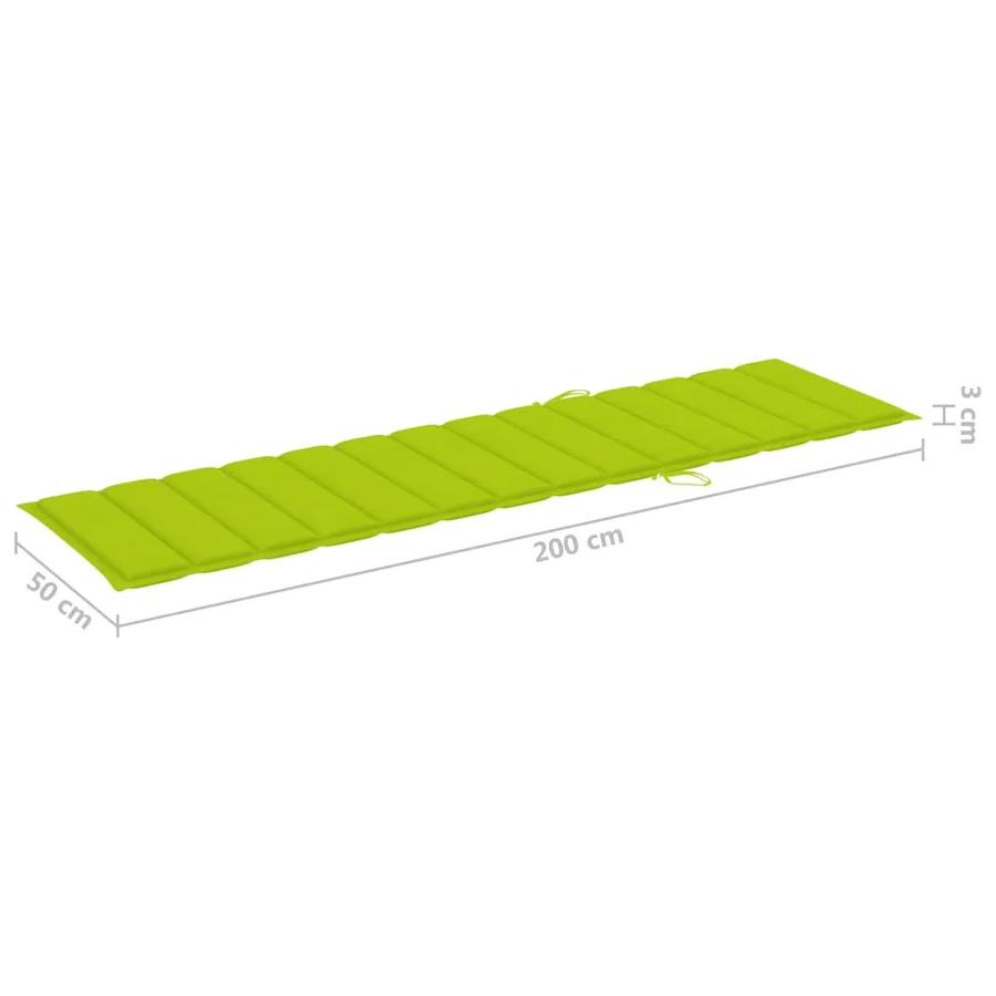 Chaise longue avec coussin vert vif Bois de teck solide - 16