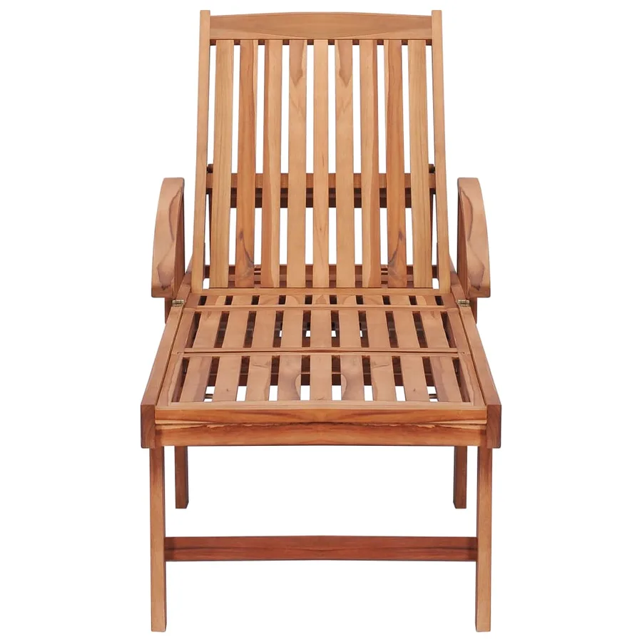 Chaise longue avec coussin vert vif Bois de teck solide - 5
