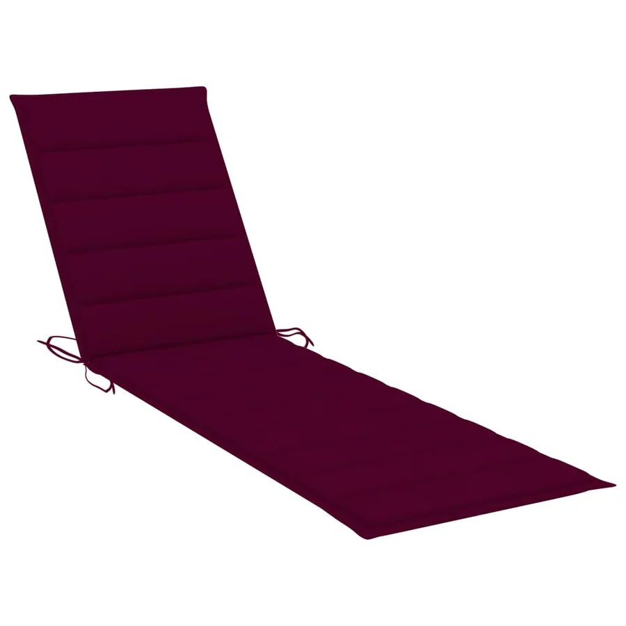 Chaise longue avec coussin rouge bordeaux Bois de teck solide - 10