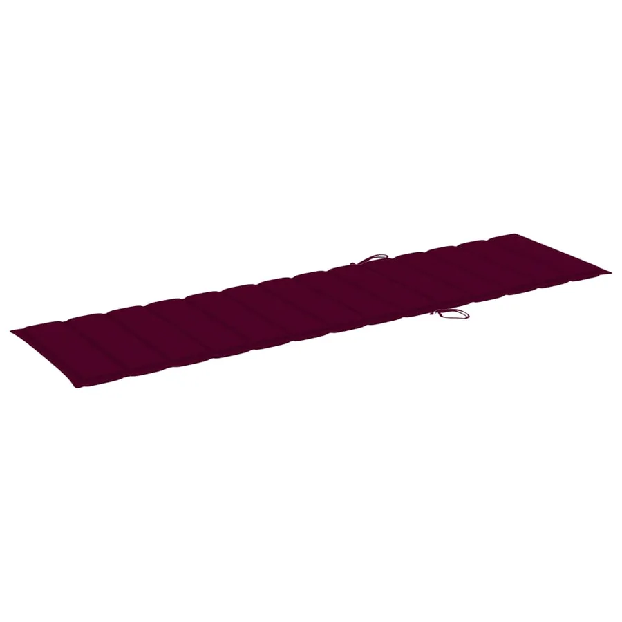 Chaise longue avec coussin rouge bordeaux Bois de teck solide - 11