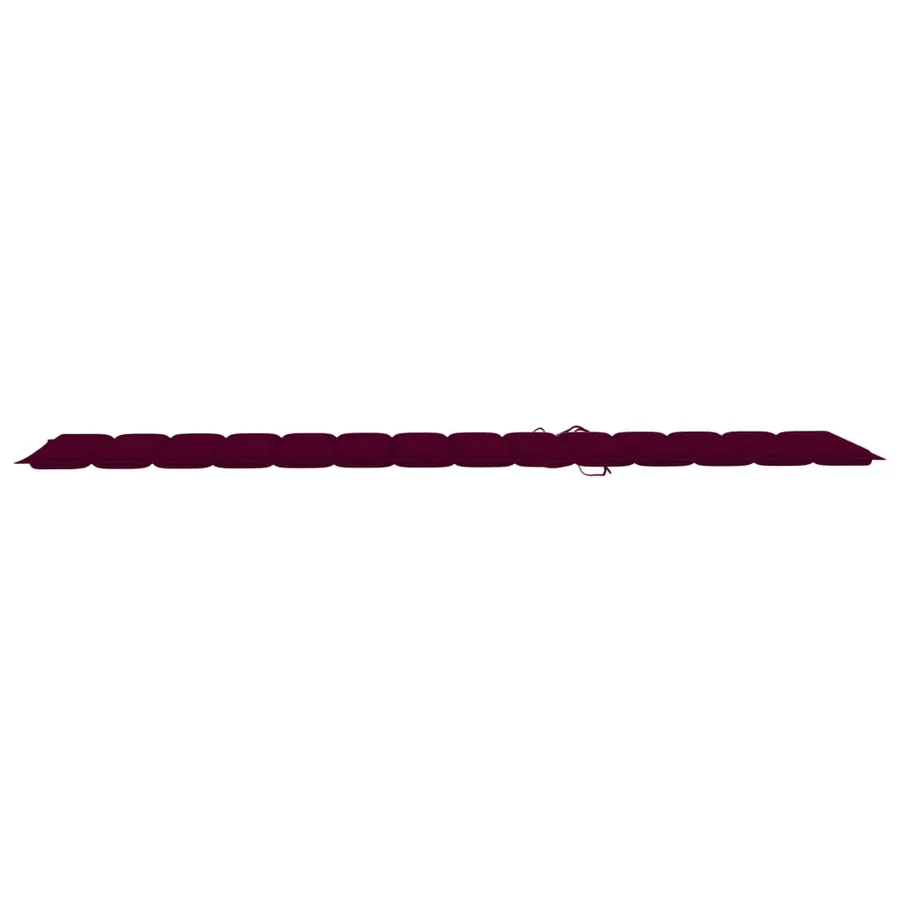 Chaise longue avec coussin rouge bordeaux Bois de teck solide - 13