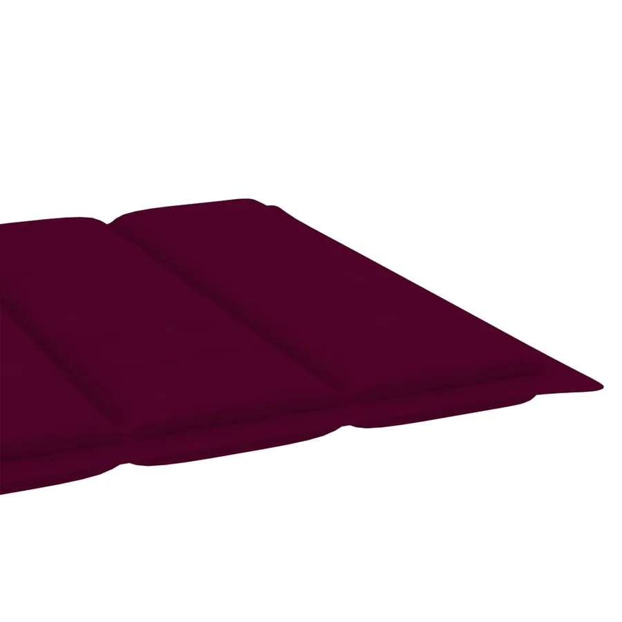 Chaise longue avec coussin rouge bordeaux Bois de teck solide - 14