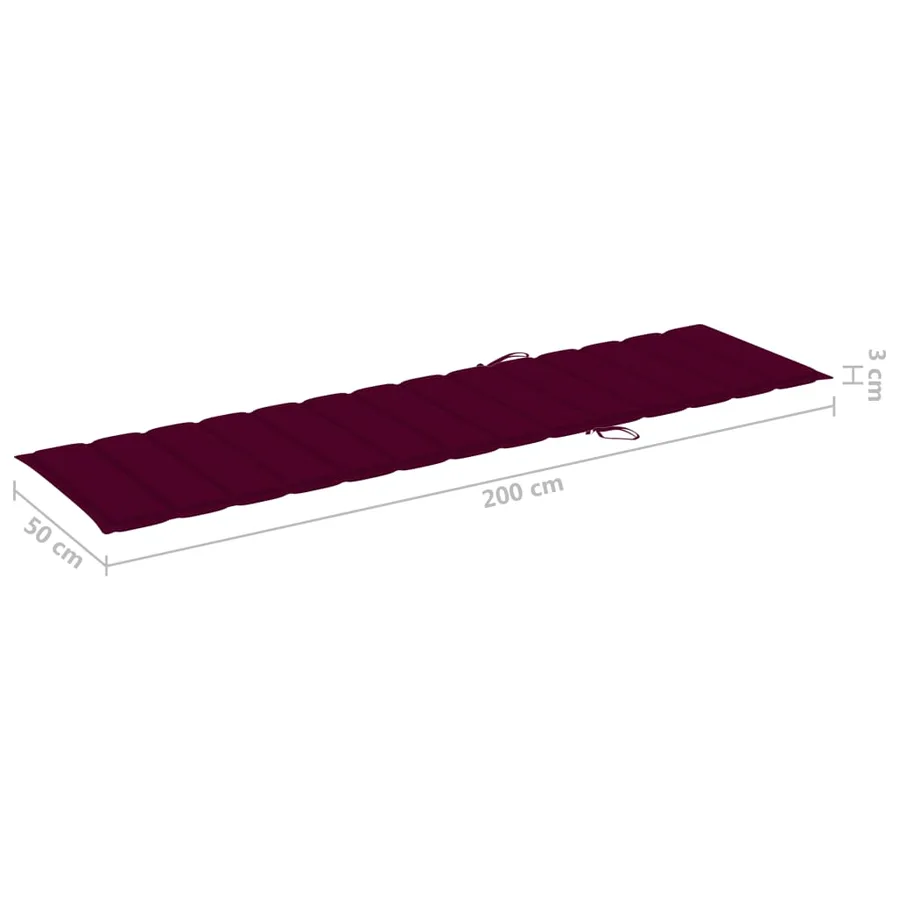 Chaise longue avec coussin rouge bordeaux Bois de teck solide - 16