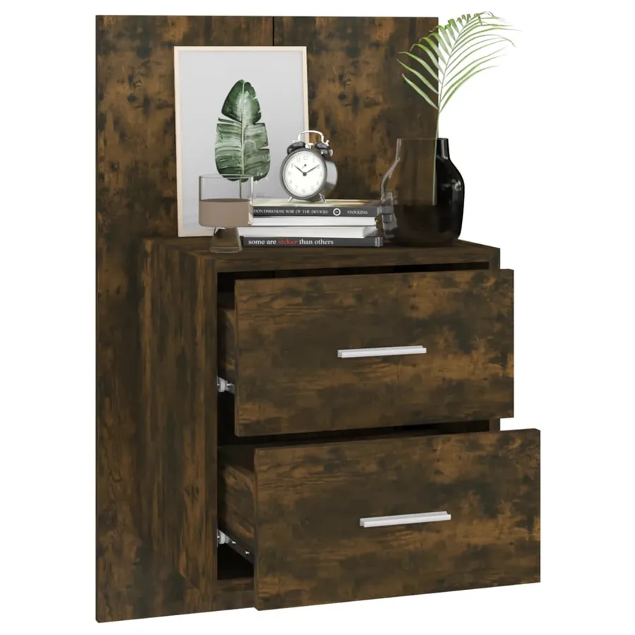 Tables de chevet murales 2 pcs Chêne fumé - 8