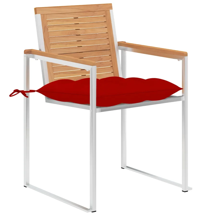 Chaises de jardin avec coussins lot de 2 Teck solide et acier - 3
