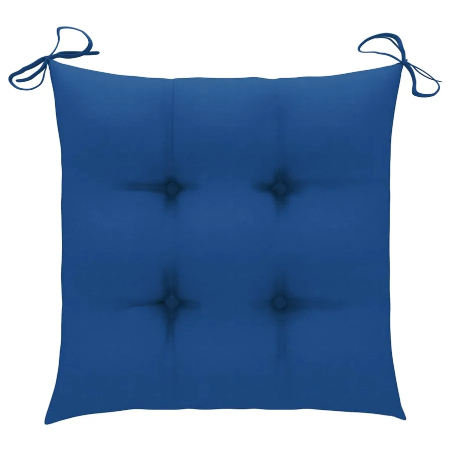 Chaises de jardin lot de 4 et coussins bleu Bois de teck solide - 8