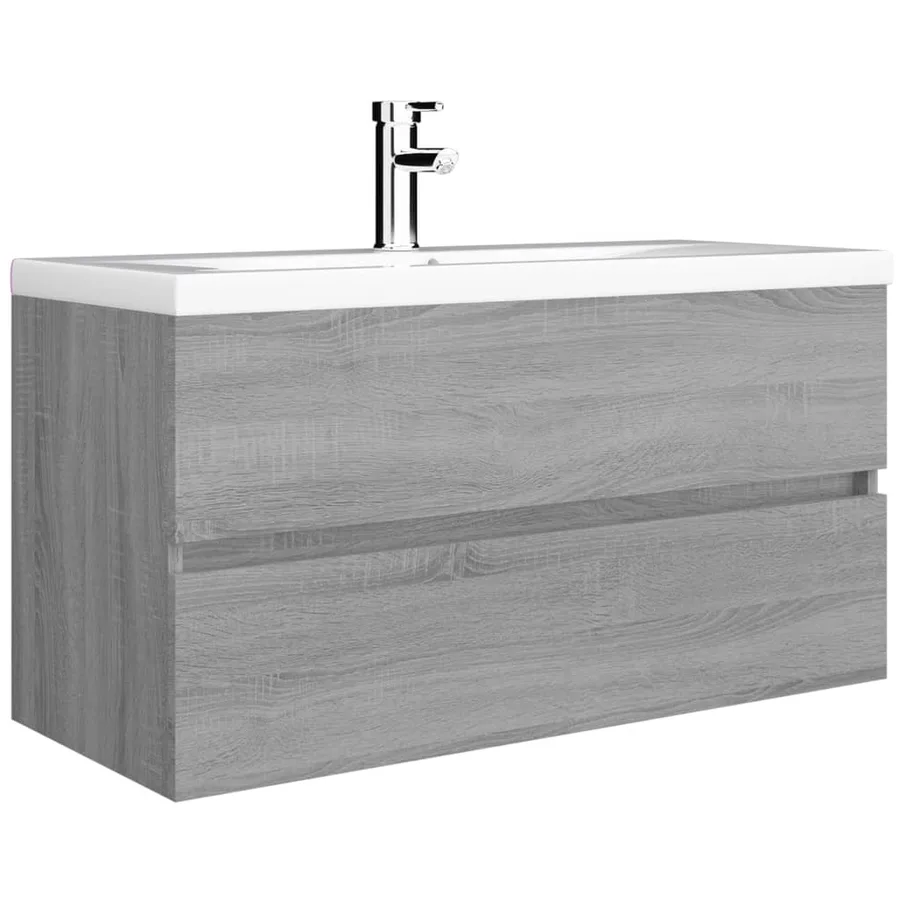 Armoire d'évier Sonoma gris 90x38,5x45 cm Bois d'ingénierie - 4