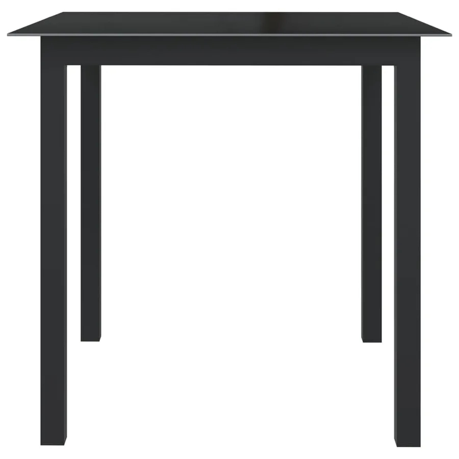 Table de jardin Noir 80x80x74 cm Aluminium et verre - 2