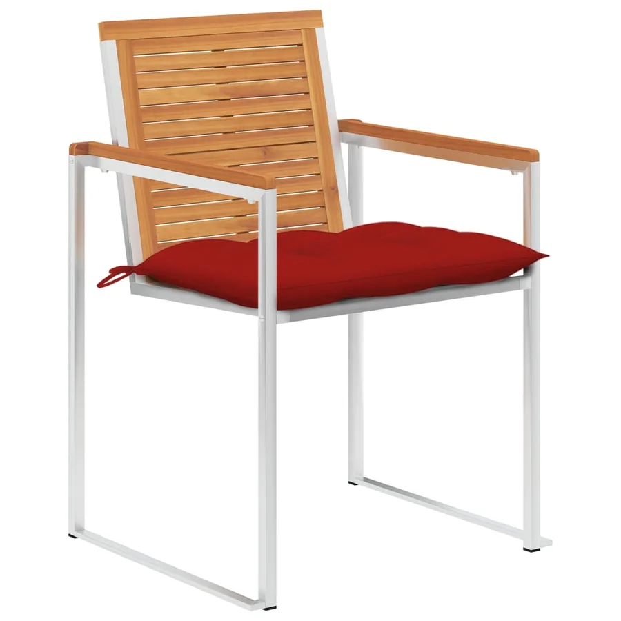 Chaises de jardin lot de 4 avec coussins Bois d'acacia massif - 2
