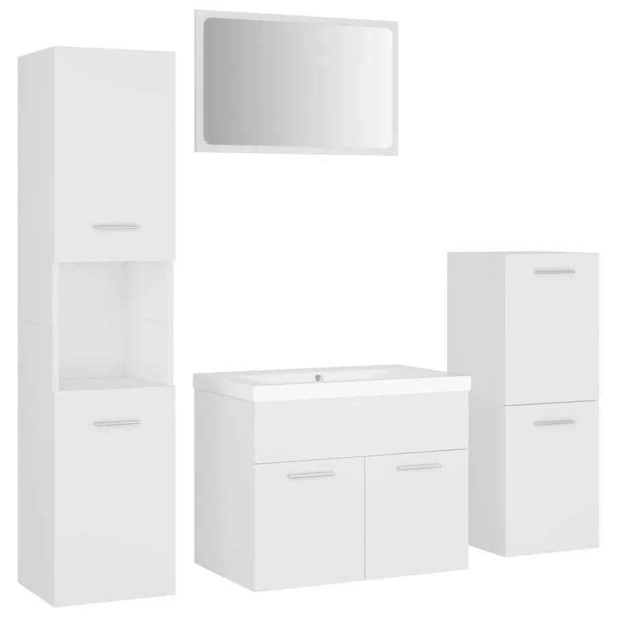 Ensemble de meubles de salle de bain Blanc Aggloméré - 2