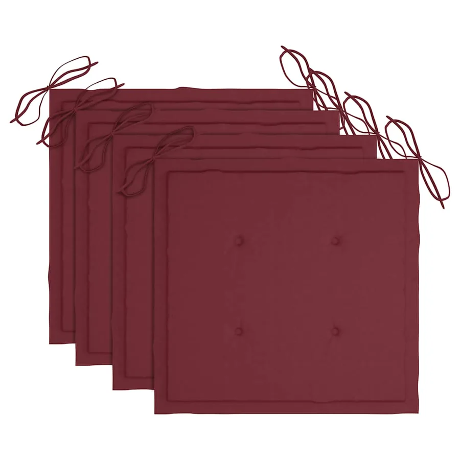 Chaises de jardin avec coussins rouge bordeaux lot de 3 Teck - 6