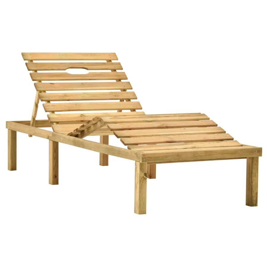 Chaise longue avec coussin taupe Bois de pin imprégné - 2