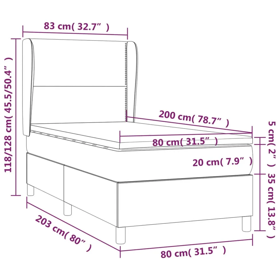 Sommier à lattes de lit avec matelas Noir 80x200cm Similicuir - 7