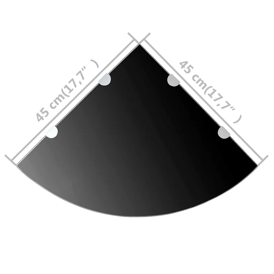 Étagères d'angle 2 pcs et supports chromés Verre Noir 45x45 cm - 6