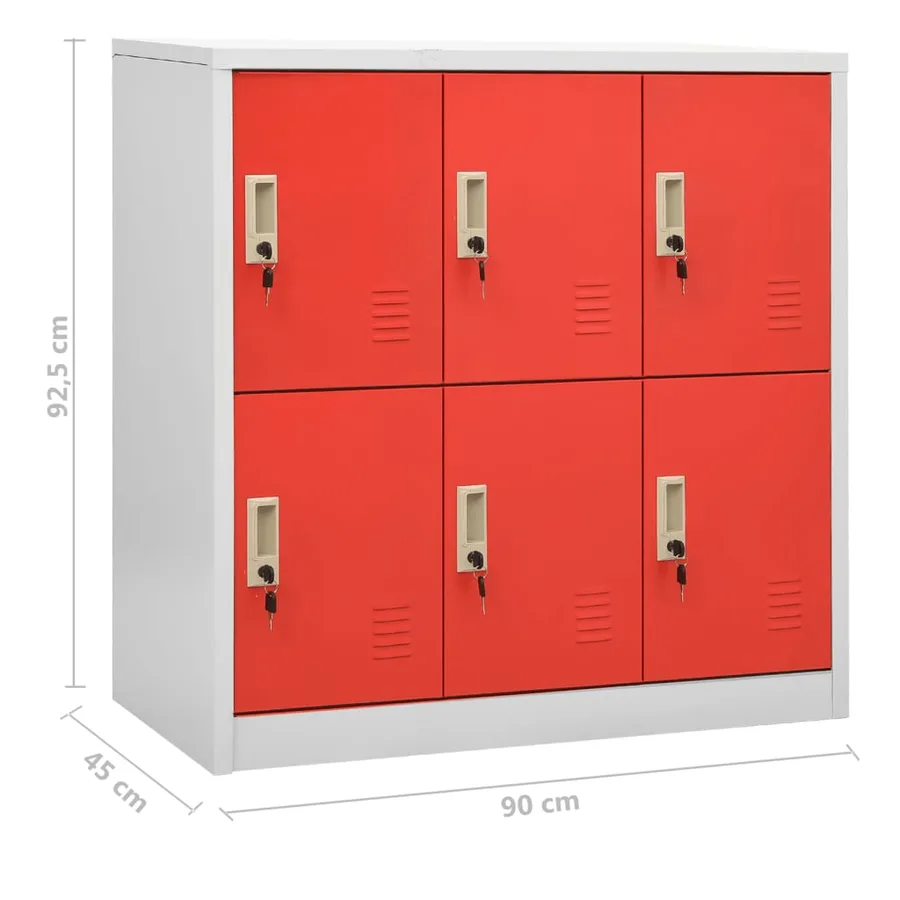 Armoires à casiers 2 pcs Gris clair et rouge 90x45x92,5cm Acier - 9