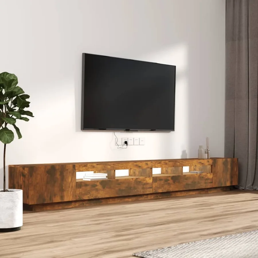 Ensemble de meubles TV avec lumières LED 3 pcs Chêne fumé - 5