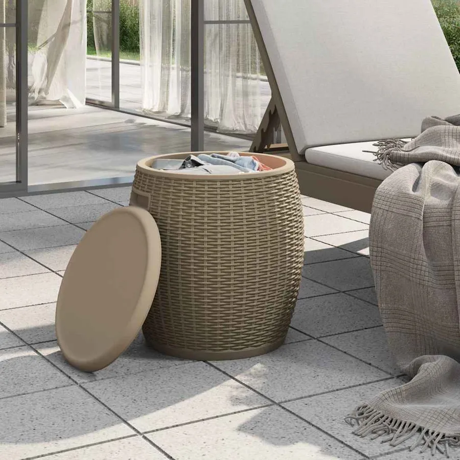 Boîte de rangement de jardin 4 en 1 marron clair polypropylène - 3
