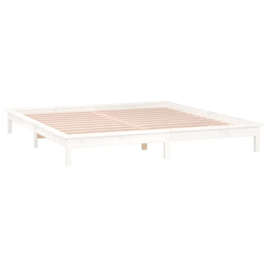 Cadre de lit à LED sans matelas blanc 120x200 cm bois massif - 6