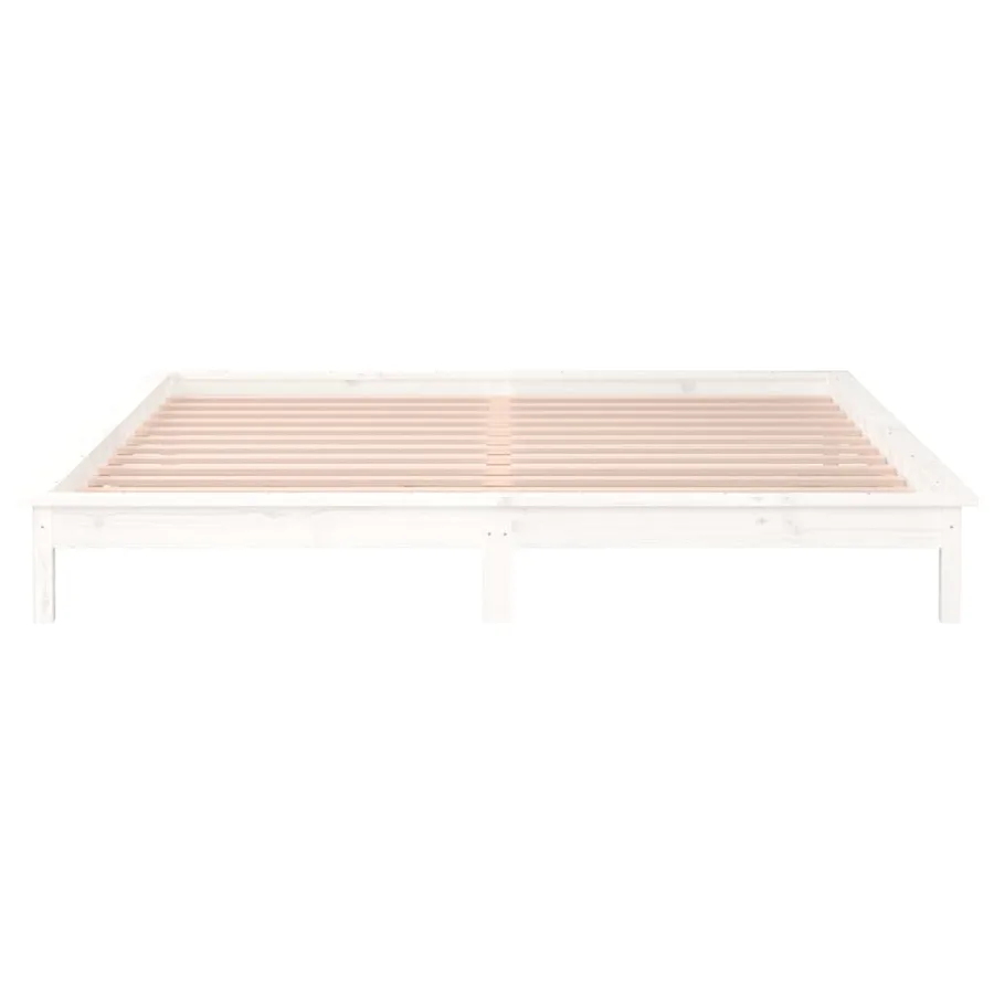 Cadre de lit à LED sans matelas blanc 120x200 cm bois massif - 7