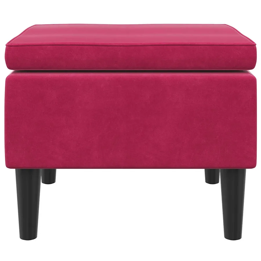 Tabouret avec pieds en bois Rouge bordeaux Velours - 3