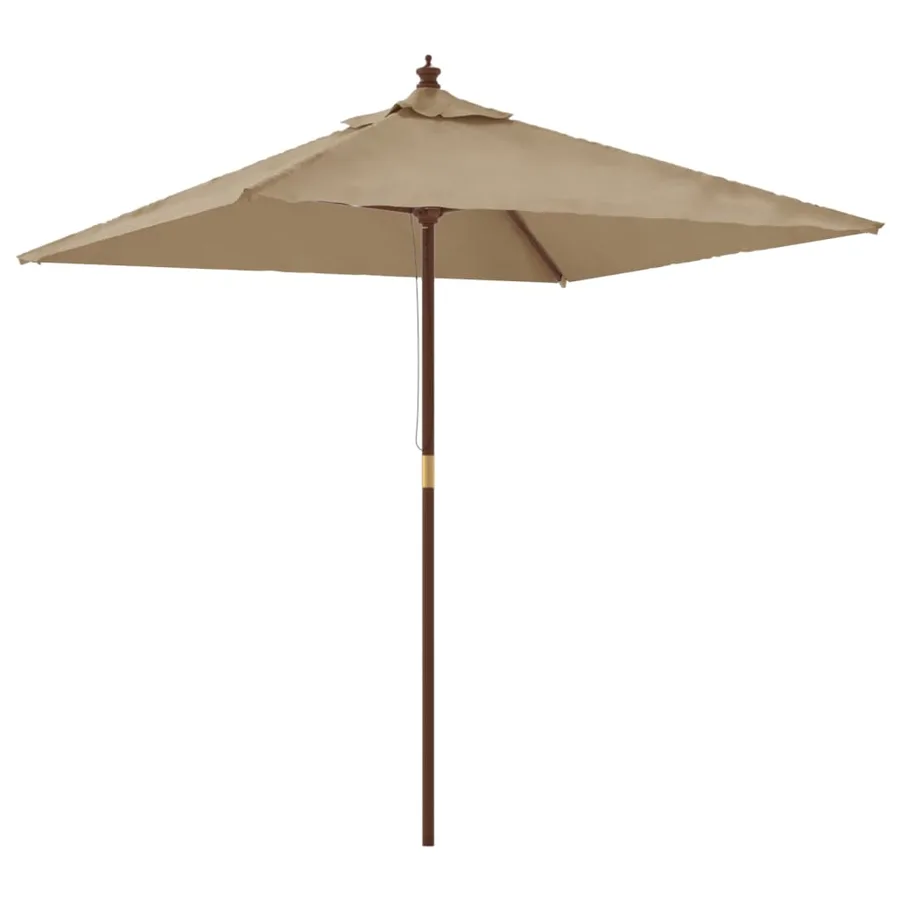 Parasol de jardin avec mât en bois taupe 198x198x231 cm - 2