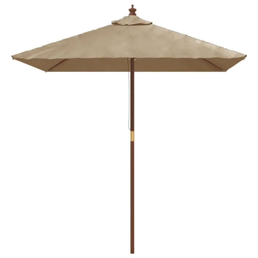 Parasol de jardin avec mât en bois taupe 198x198x231 cm - 3
