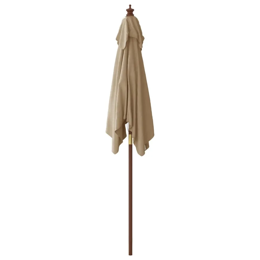 Parasol de jardin avec mât en bois taupe 198x198x231 cm - 4