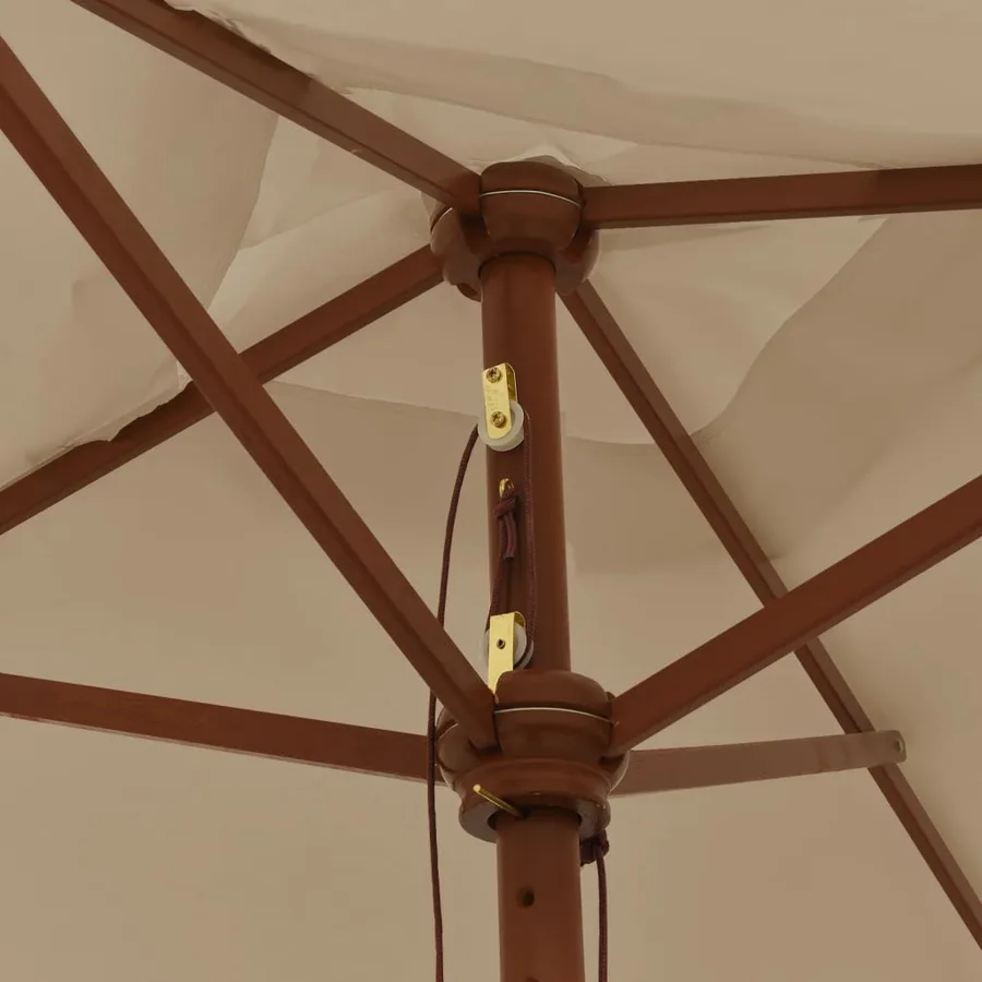 Parasol de jardin avec mât en bois taupe 198x198x231 cm - 5
